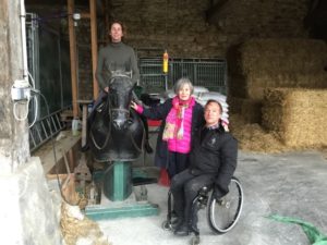 Bettina Drummond (on mechanical horse), Jeanne Boisseau, and Bernard Sachse